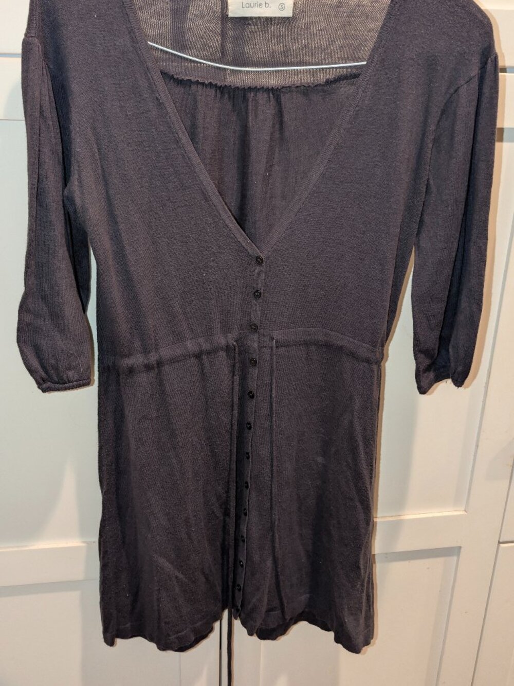 Laurie b. Size S Grey Cashmere Blend Open Front Cardigan Dress w/Waist Clinch